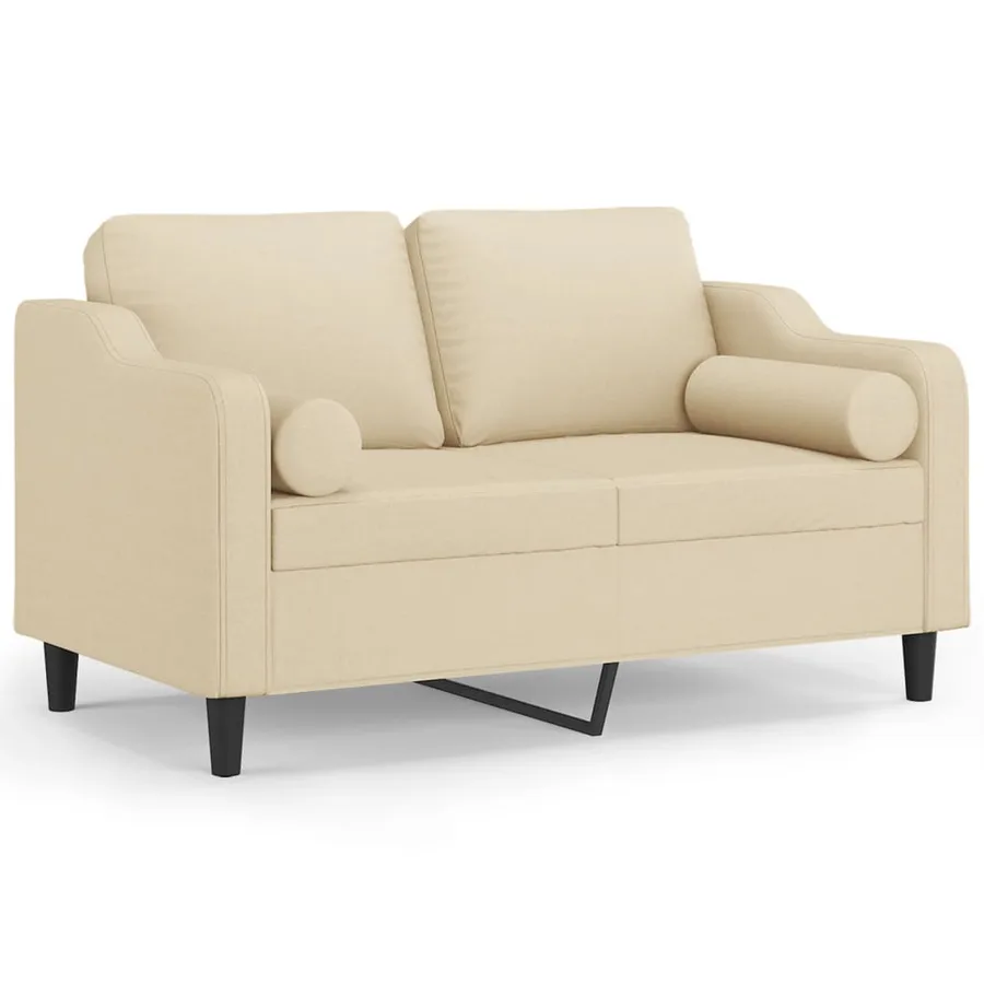 Canapé 2 places avec oreillers décoratifs crème 120 cm tissu - 2