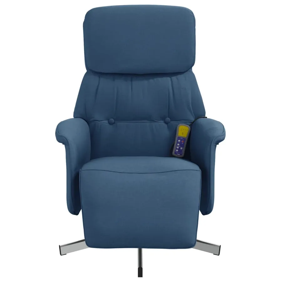 Fauteuil inclinable de massage avec repose-pieds bleu tissu - 4
