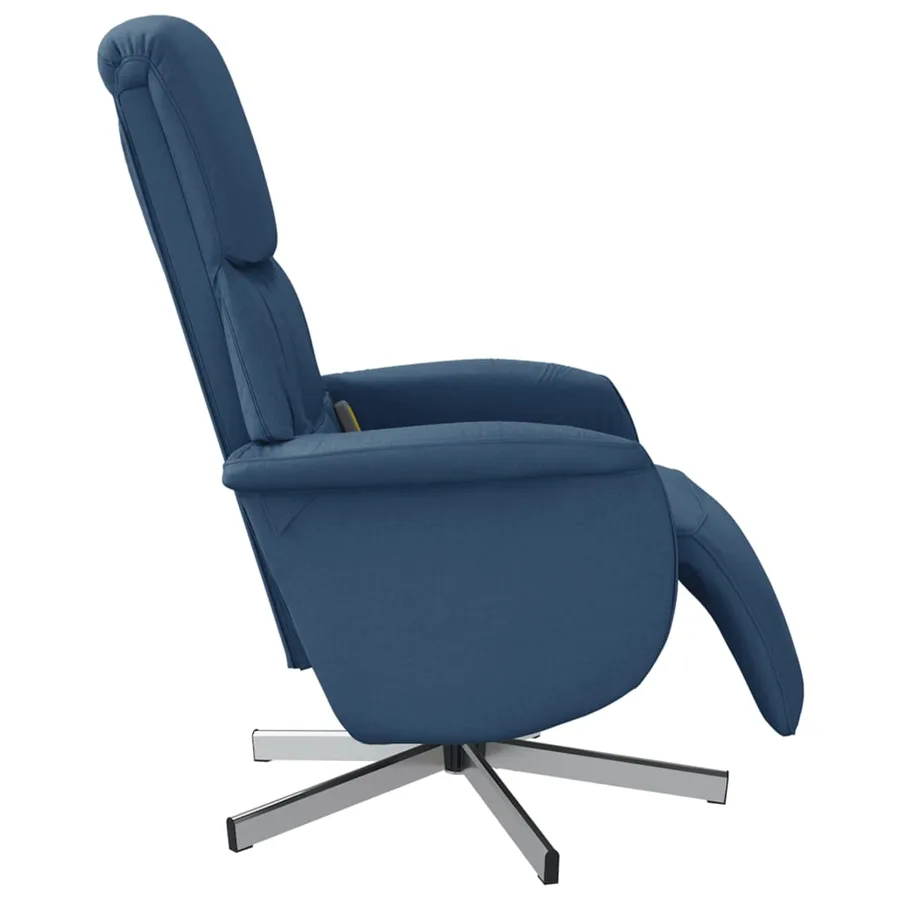Fauteuil inclinable de massage avec repose-pieds bleu tissu - 5