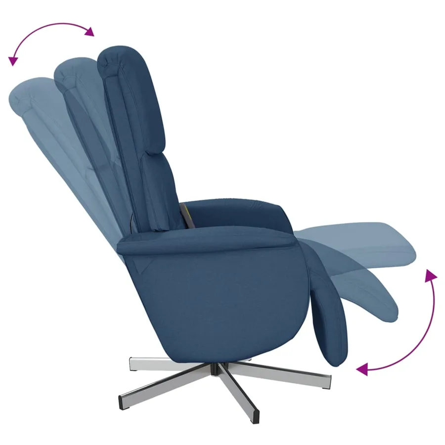 Fauteuil inclinable de massage avec repose-pieds bleu tissu - 7