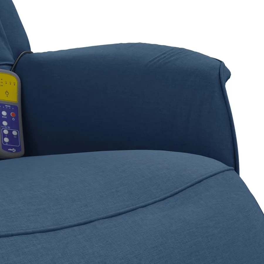 Fauteuil inclinable de massage avec repose-pieds bleu tissu - 8