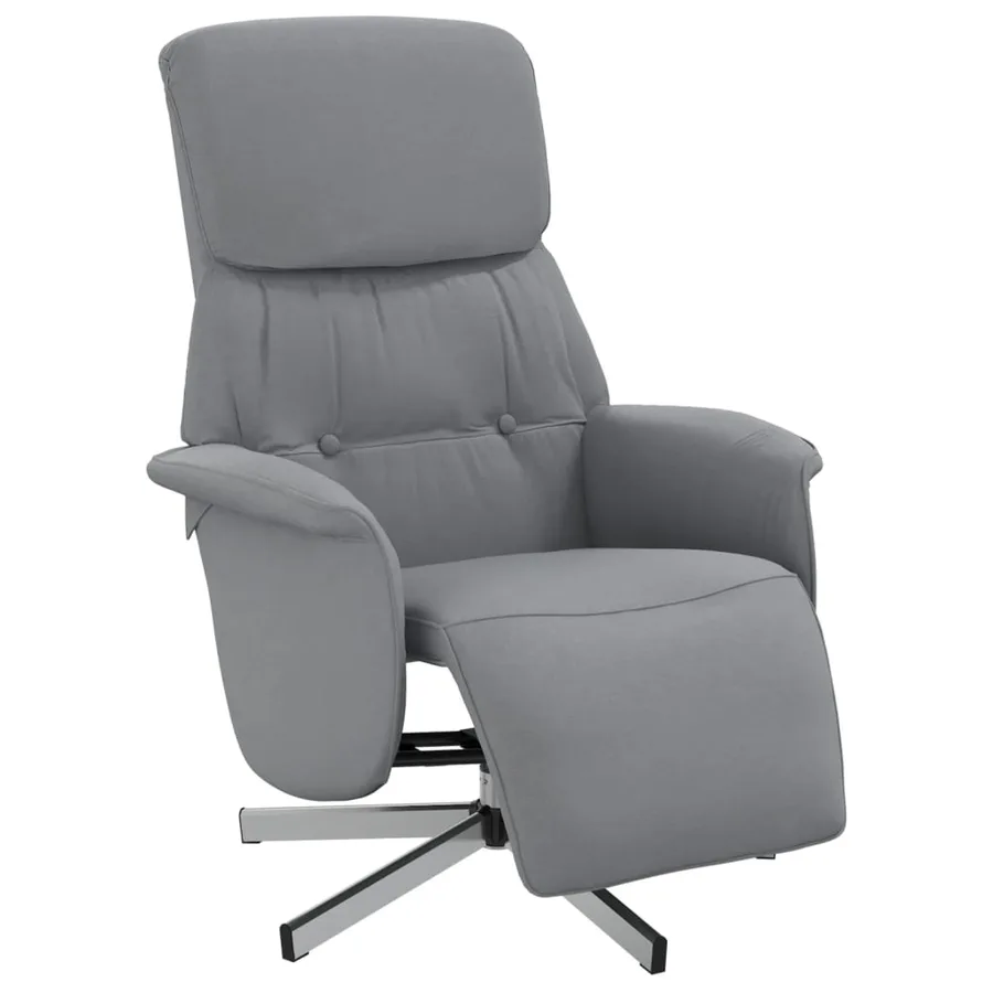 Fauteuil inclinable avec repose-pieds gris clair tissu - 2