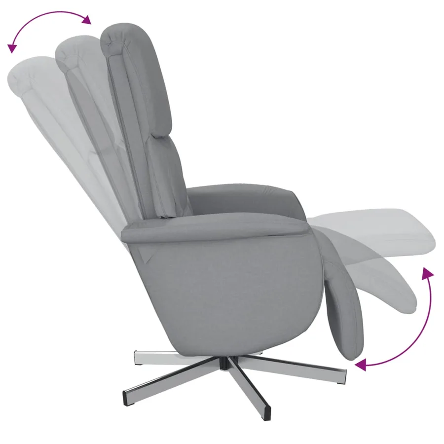 Fauteuil inclinable avec repose-pieds gris clair tissu - 6