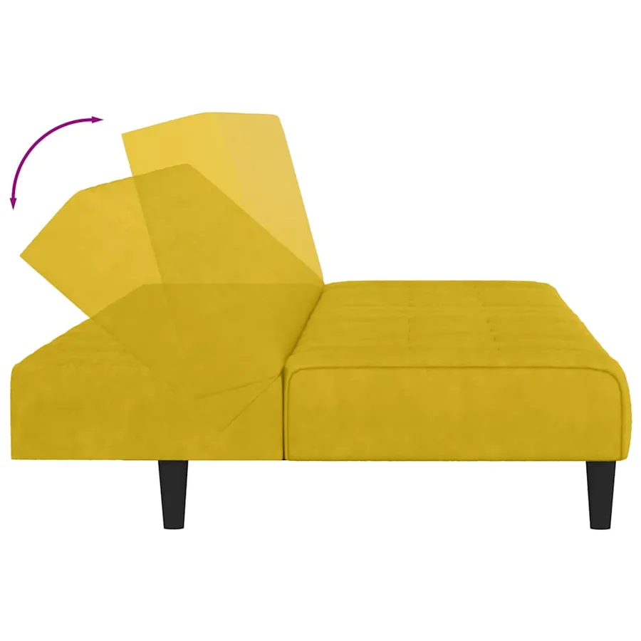 Canapé-lit 2 places jaune velours - 8