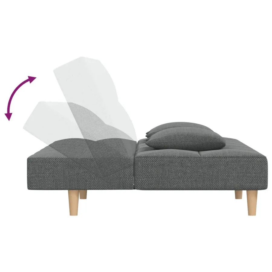 Canapé-lit à 2 places avec deux oreillers Gris foncé Tissu - 7
