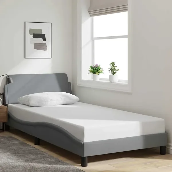 Cadre de lit Dover gris clair 100x200 cm tissu