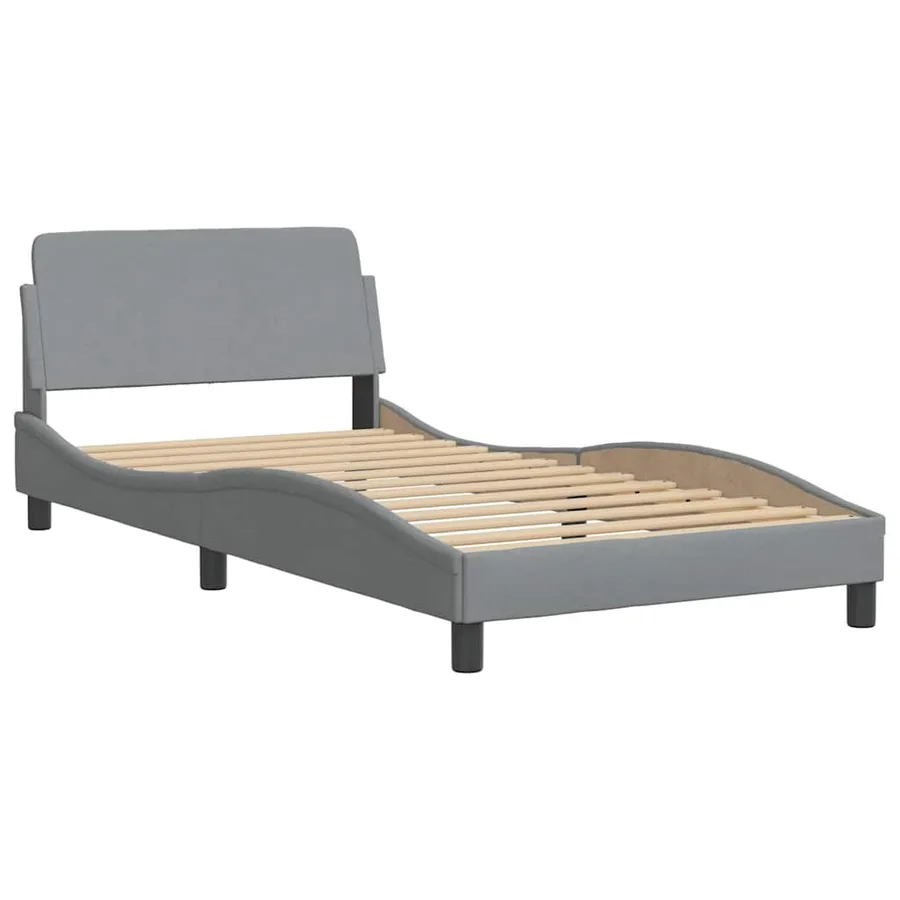Cadre de lit Dover gris clair 100x200 cm tissu - 3