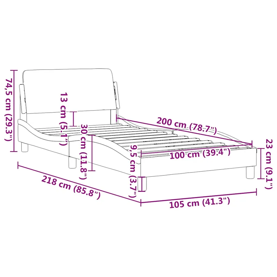 Cadre de lit Dover gris clair 100x200 cm tissu - 9
