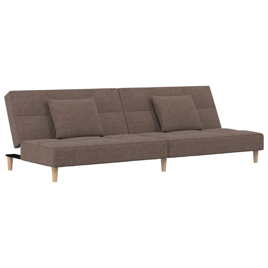 Canapé-lit à 2 places avec deux oreillers taupe tissu - 2