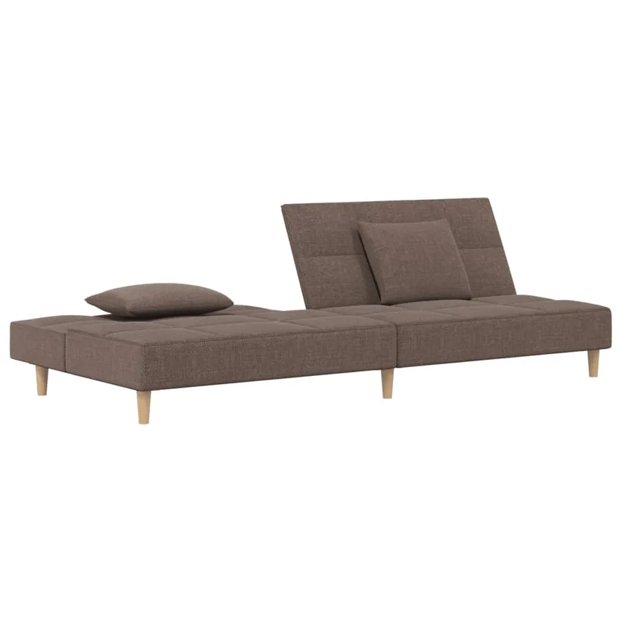 Canapé-lit à 2 places avec deux oreillers taupe tissu - 4