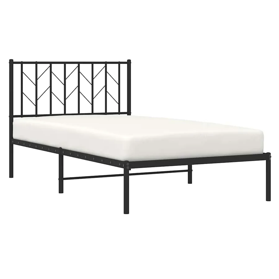 Cadre de lit métal sans matelas avec tête de lit noir 100x200cm - 5