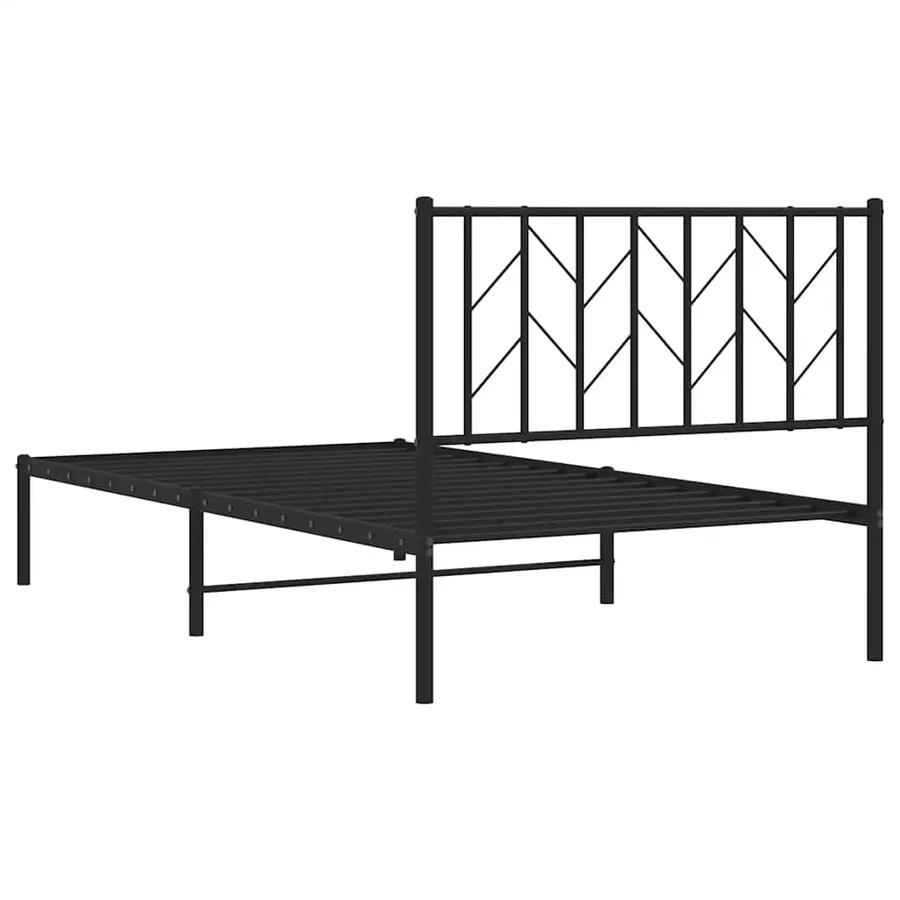 Cadre de lit métal sans matelas avec tête de lit noir 100x200cm - 8
