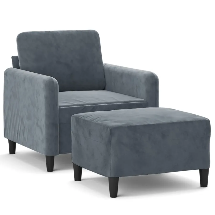 Fauteuil avec repose-pied Gris foncé 60 cm Velours - 2