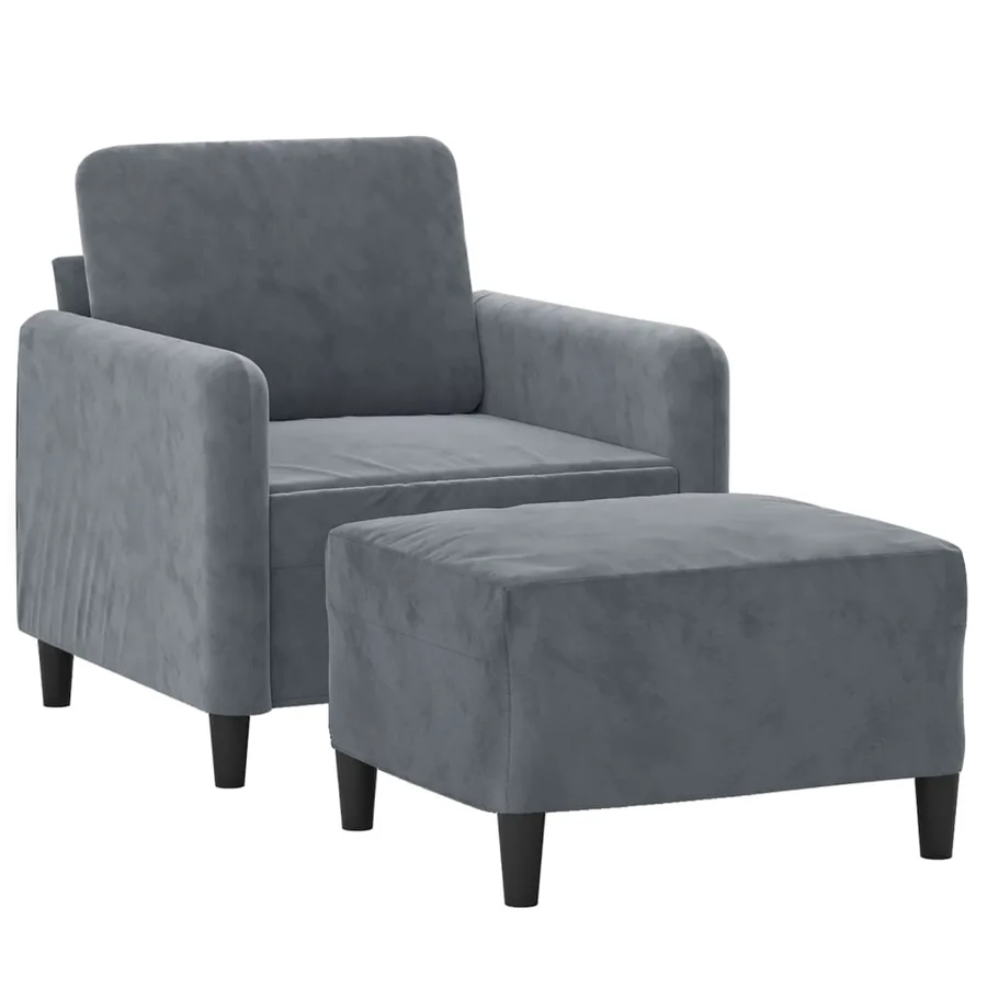 Fauteuil avec repose-pied Gris foncé 60 cm Velours - 3