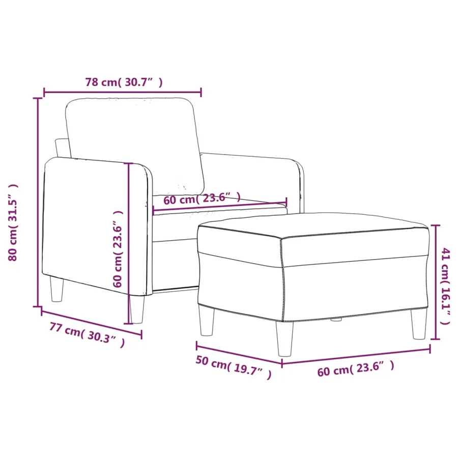 Fauteuil avec repose-pied Gris foncé 60 cm Velours - 7