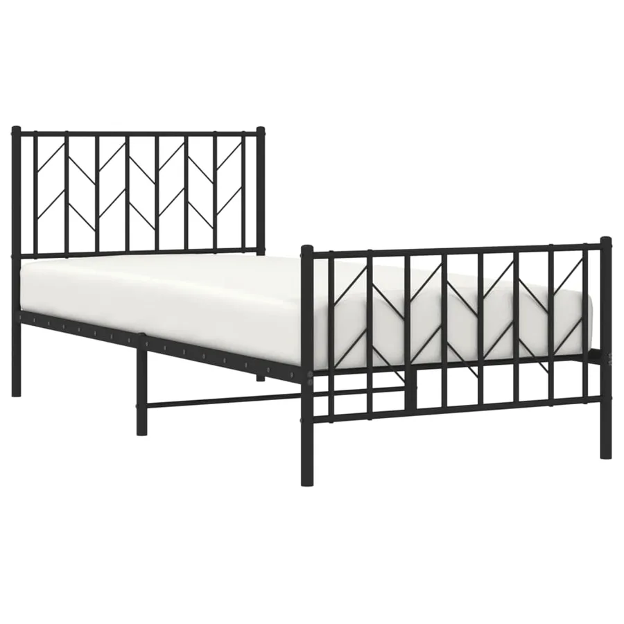 Cadre de lit métal sans matelas avec pied de lit noir 90x190 cm - 3