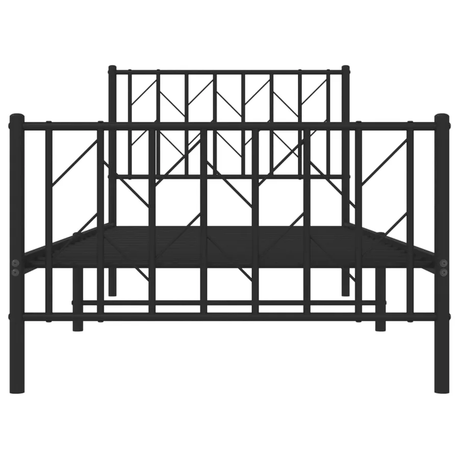 Cadre de lit métal sans matelas avec pied de lit noir 90x190 cm - 5