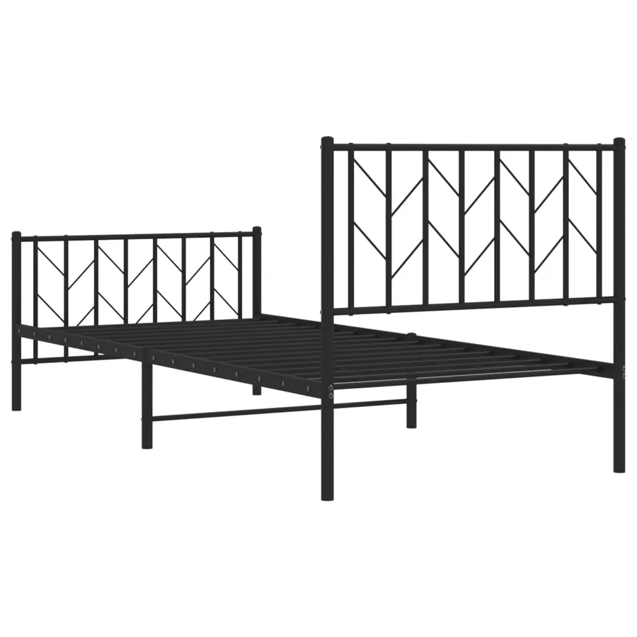 Cadre de lit métal sans matelas avec pied de lit noir 90x190 cm - 7