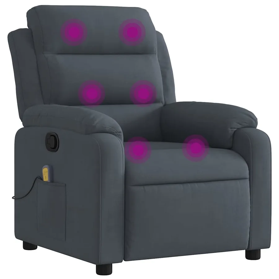 Fauteuil de massage inclinable gris foncé velours - 2