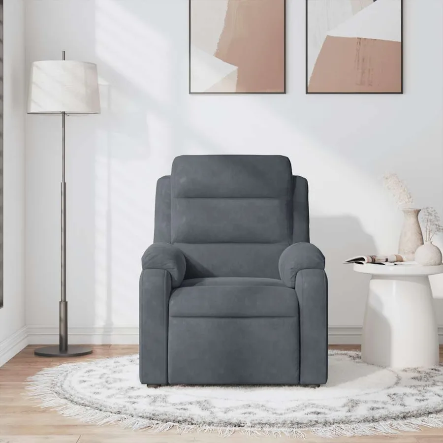 Fauteuil de massage inclinable gris foncé velours - 3