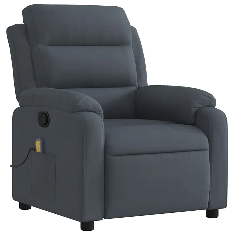 Fauteuil de massage inclinable gris foncé velours - 4
