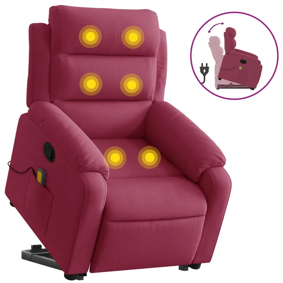 Fauteuil de massage inclinable Rouge bordeaux Velours - 2