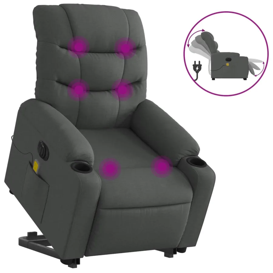 Fauteuil inclinable de massage électrique Gris foncé Tissu - 2