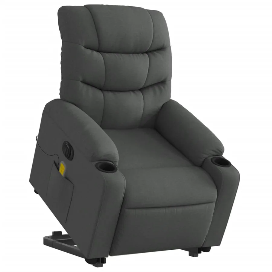 Fauteuil inclinable de massage électrique Gris foncé Tissu - 3