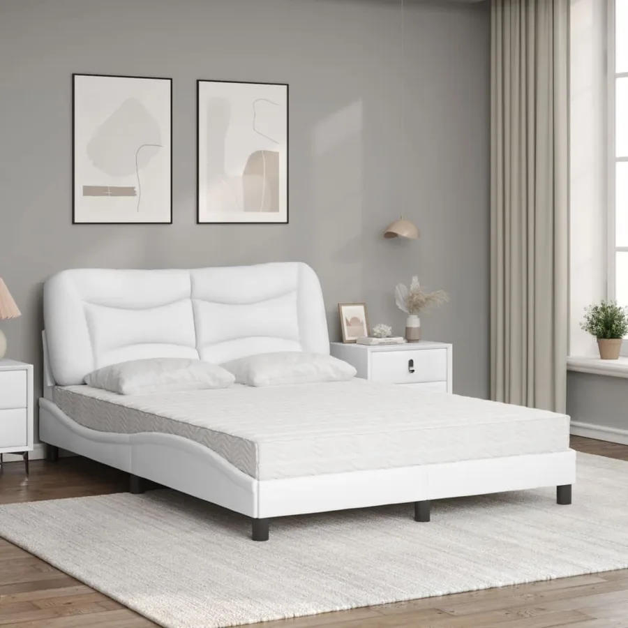 Lit avec matelas Hvar blanc 140x200 cm similicuir - 3