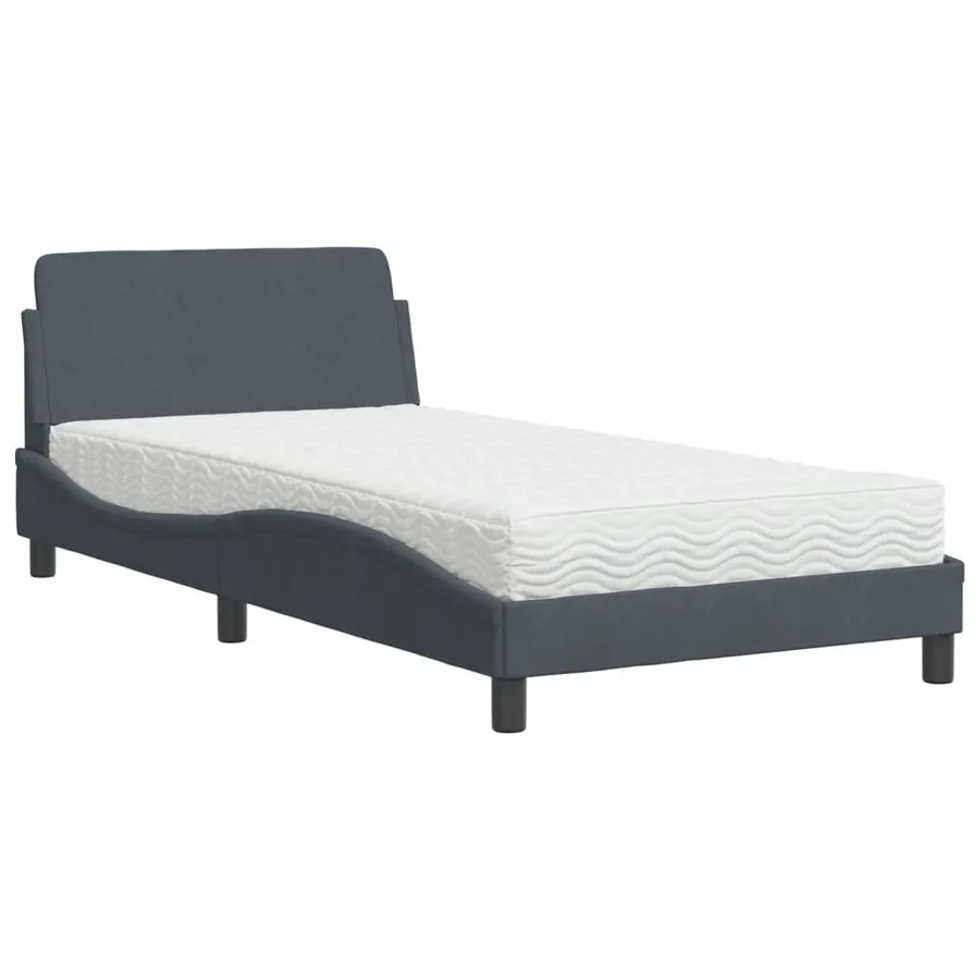 Lit avec matelas Dover gris foncé 100x200 cm velours - 2