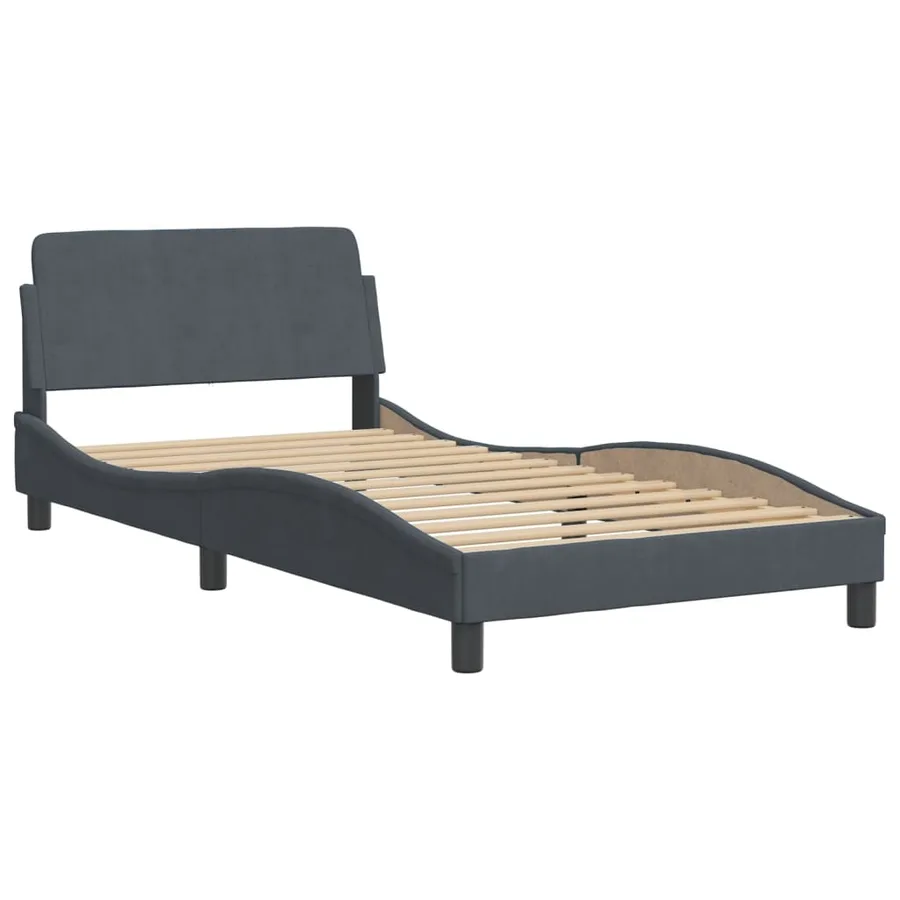 Lit avec matelas Dover gris foncé 100x200 cm velours - 4