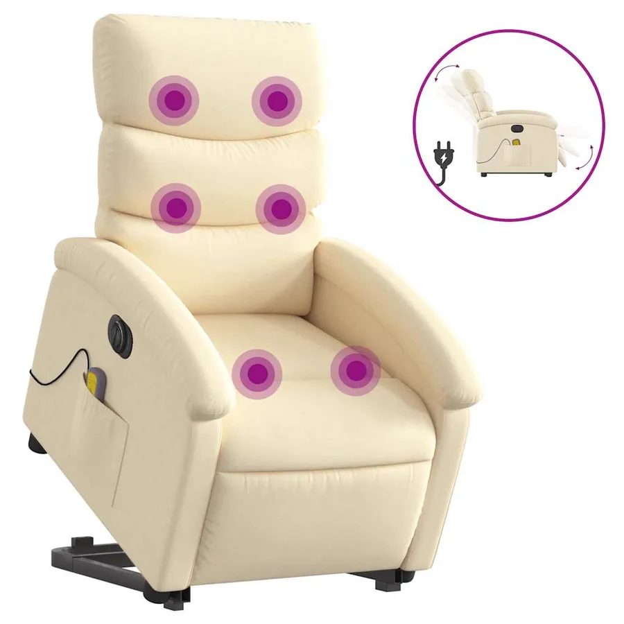 Fauteuil inclinable de massage électrique Crème Tissu - 2