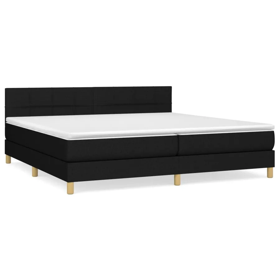 Sommier à lattes de lit avec matelas Noir 200x200 cm Tissu - 2