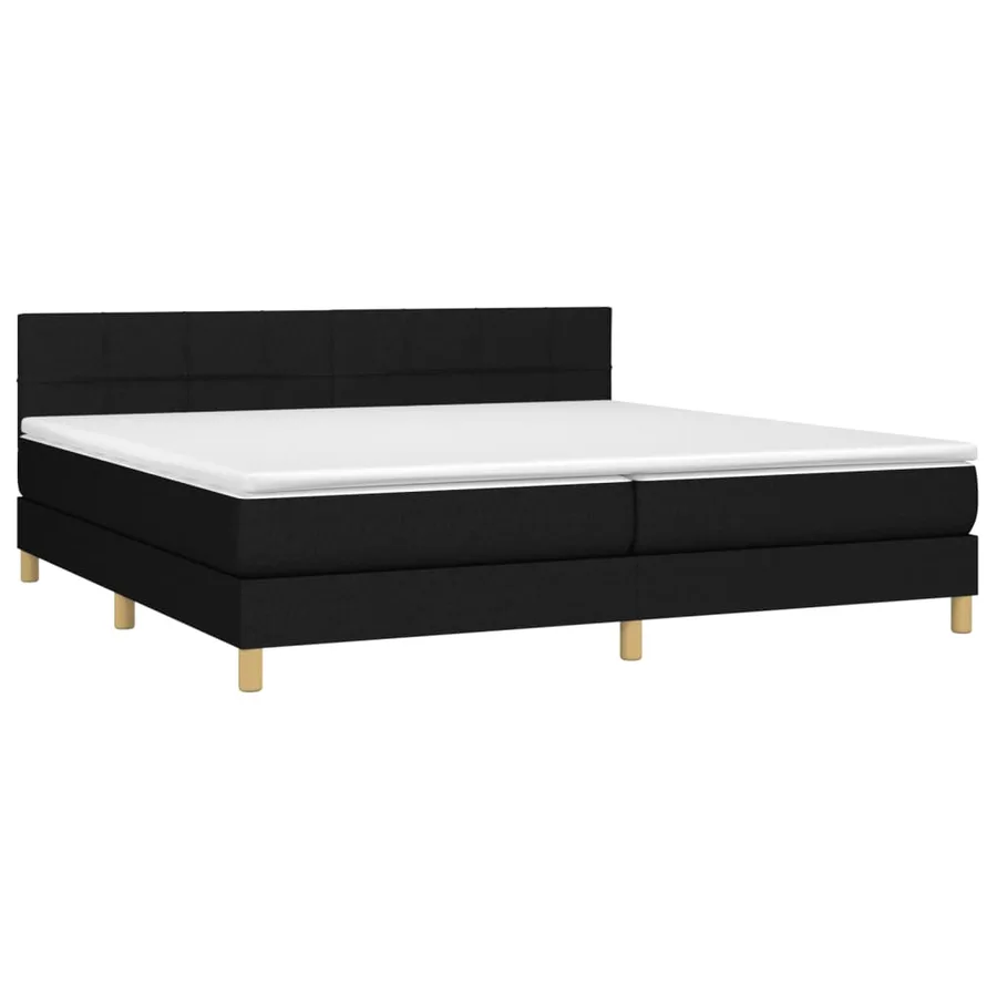 Sommier à lattes de lit avec matelas Noir 200x200 cm Tissu - 3