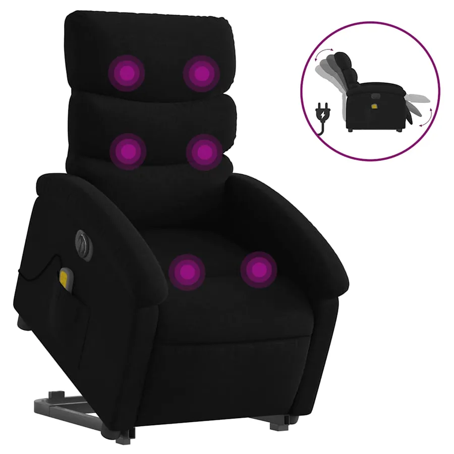 Fauteuil inclinable de massage électrique Noir Tissu - 2