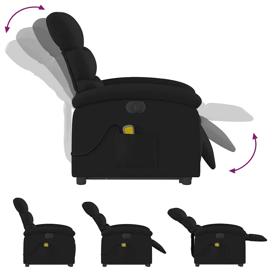 Fauteuil inclinable de massage électrique Noir Tissu - 7