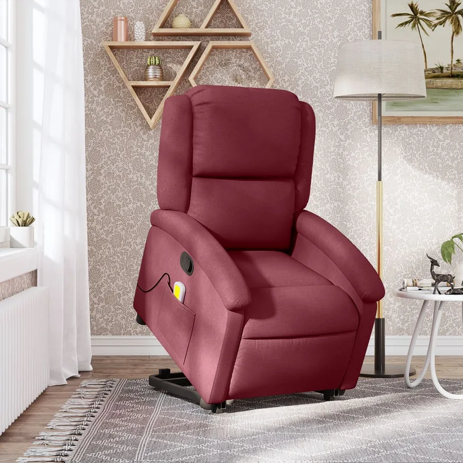 Fauteuil inclinable de massage Rouge bordeaux Tissu - 16