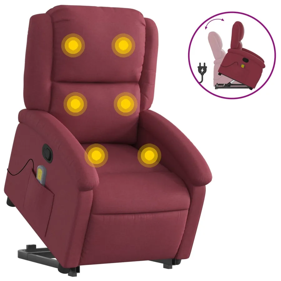 Fauteuil inclinable de massage Rouge bordeaux Tissu - 2