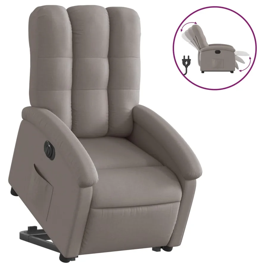 Fauteuil inclinable électrique taupe tissu - 2