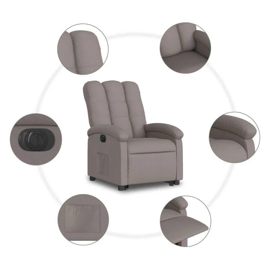 Fauteuil inclinable électrique taupe tissu - 8