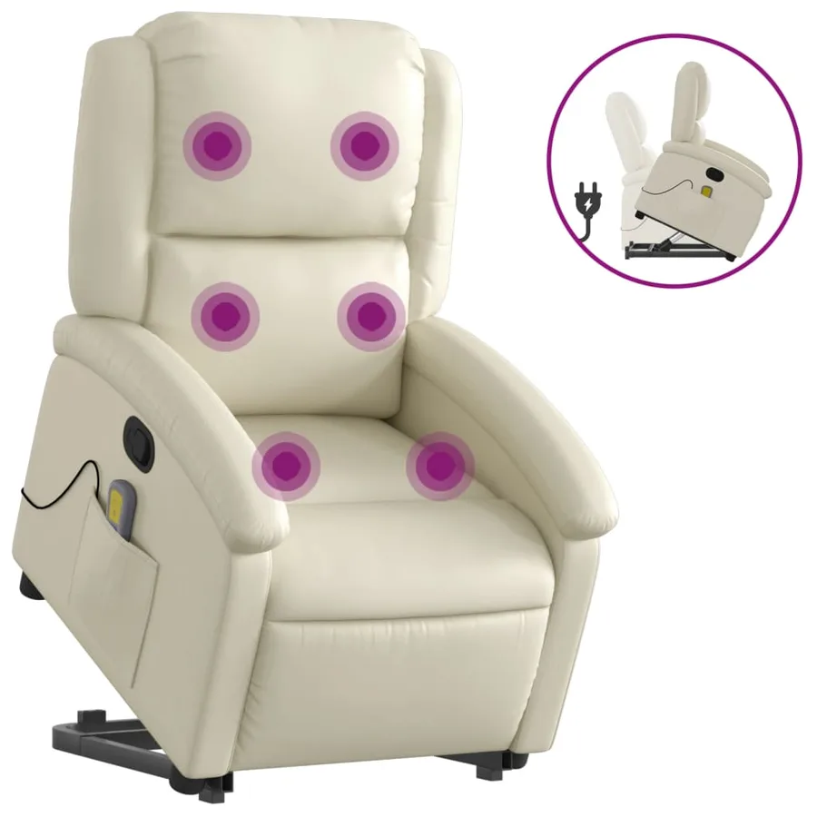 Fauteuil inclinable de massage Crème Similicuir - 2