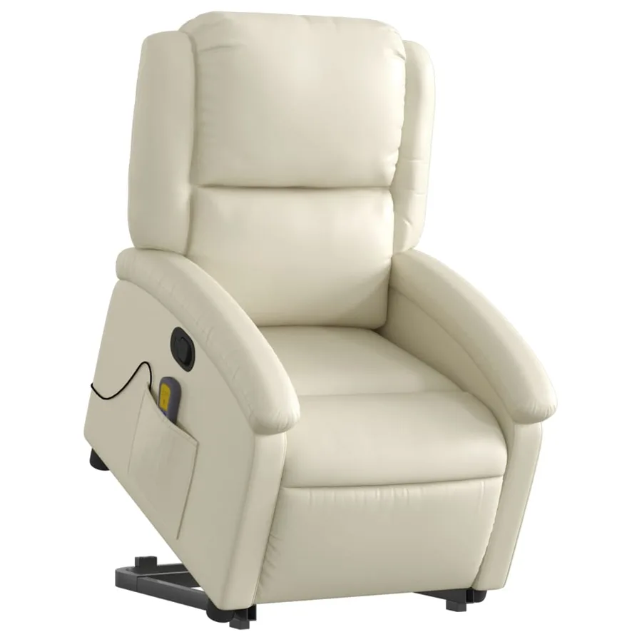 Fauteuil inclinable de massage Crème Similicuir - 3