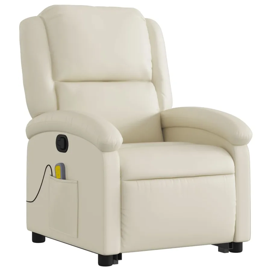 Fauteuil inclinable de massage Crème Similicuir - 4