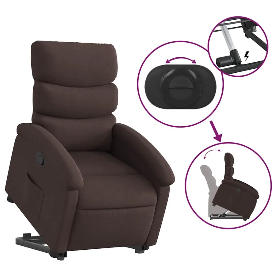 Fauteuil inclinable marron foncé tissu - 6