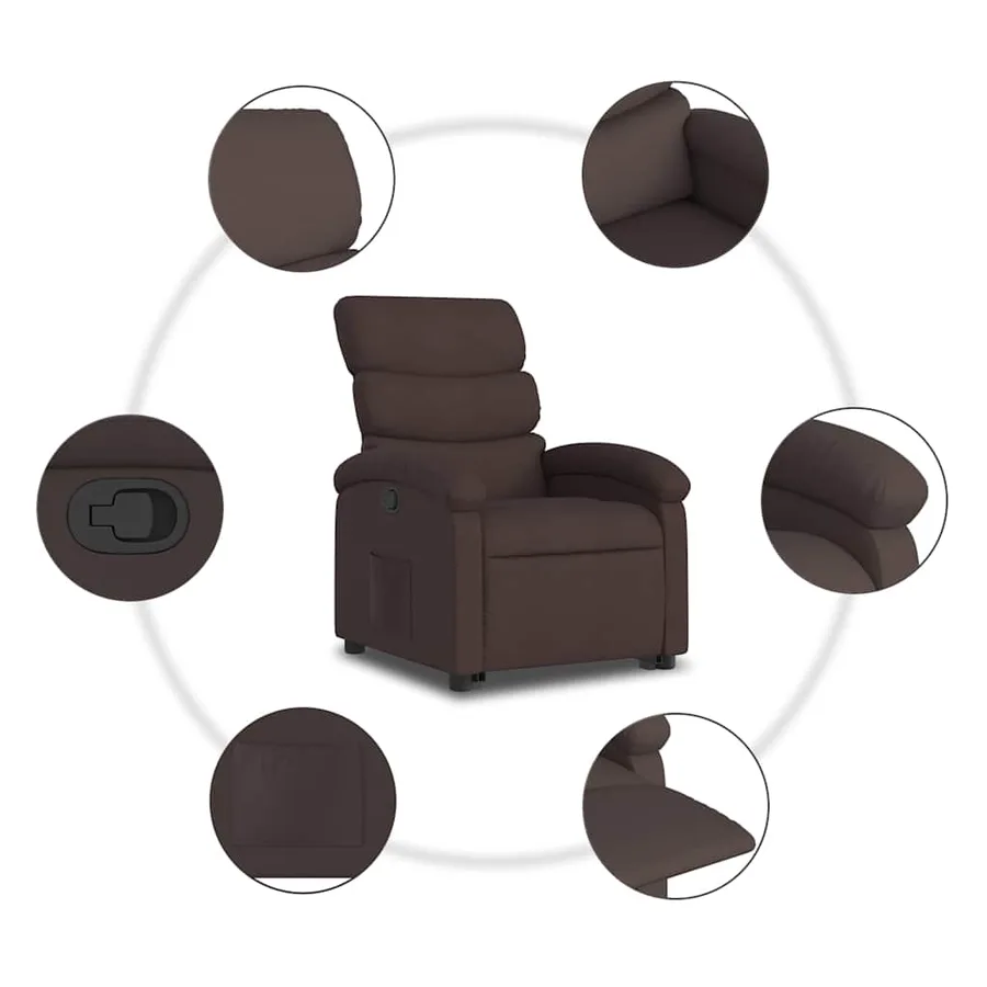 Fauteuil inclinable marron foncé tissu - 8