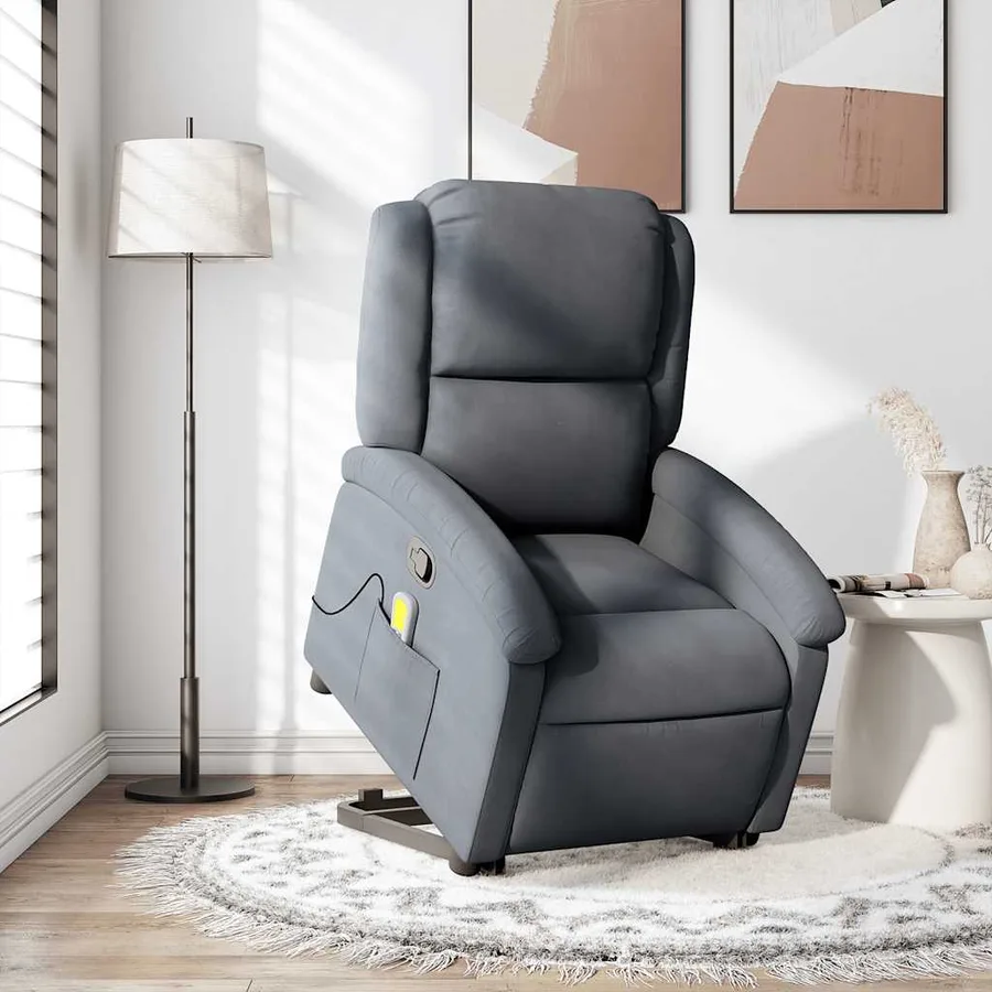 Fauteuil de massage inclinable Gris foncé Velours - 16