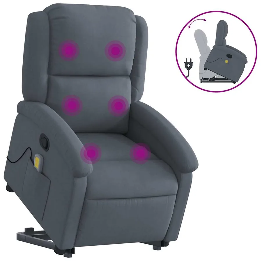 Fauteuil de massage inclinable Gris foncé Velours - 2