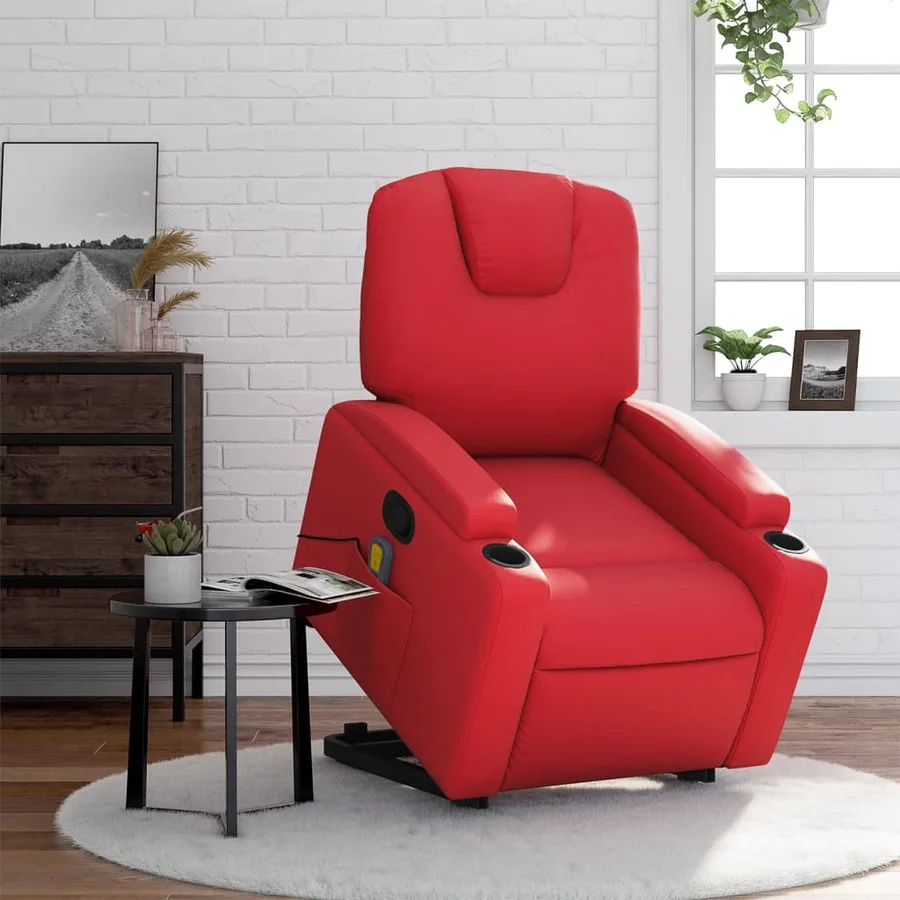 Fauteuil inclinable de massage Rouge Similicuir - 15