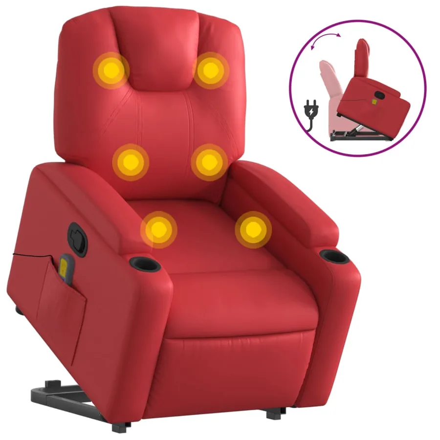Fauteuil inclinable de massage Rouge Similicuir - 2