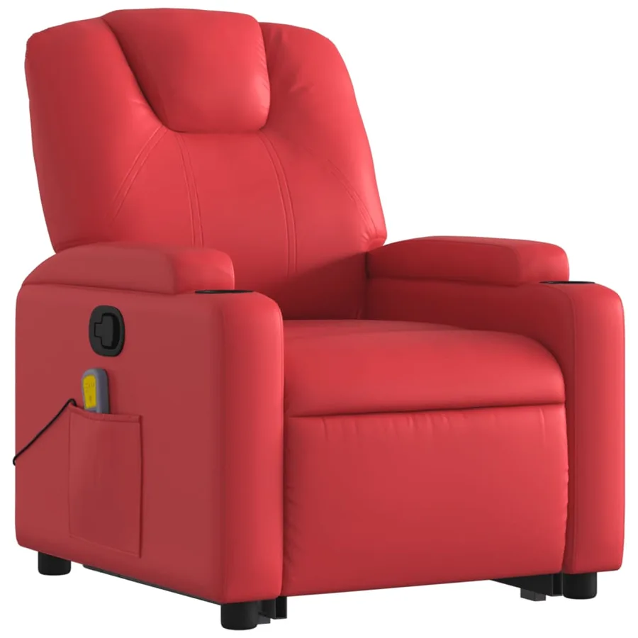 Fauteuil inclinable de massage Rouge Similicuir - 4